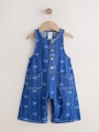 Bow Print Sleeveless Denim Jumpsuit (3mths-8yrs) - Size 3-6 Months (62-68cm)