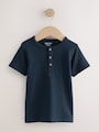 Navy/Blue/Stone Short Sleeve Henley Neck T-Shirts 3 Pack (3mths-7yrs) - Size 3-6 Months (62-68cm)