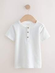 Navy/Blue/Stone Short Sleeve Henley Neck T-Shirts 3 Pack (3mths-7yrs) - Size 3-6 Months (62-68cm)
