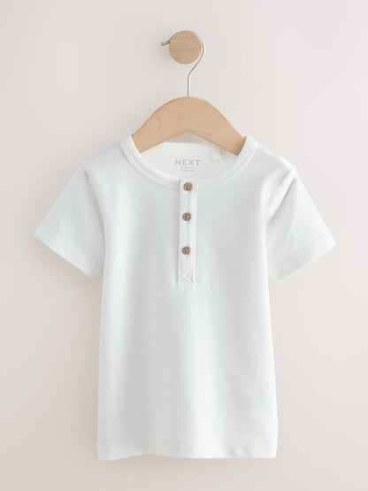 Navy/Blue/Stone Short Sleeve Henley Neck T-Shirts 3 Pack (3mths-7yrs) - Size 3-6 Months (62-68cm)