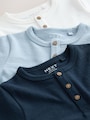 Navy/Blue/Stone Short Sleeve Henley Neck T-Shirts 3 Pack (3mths-7yrs) - Size 3-6 Months (62-68cm)