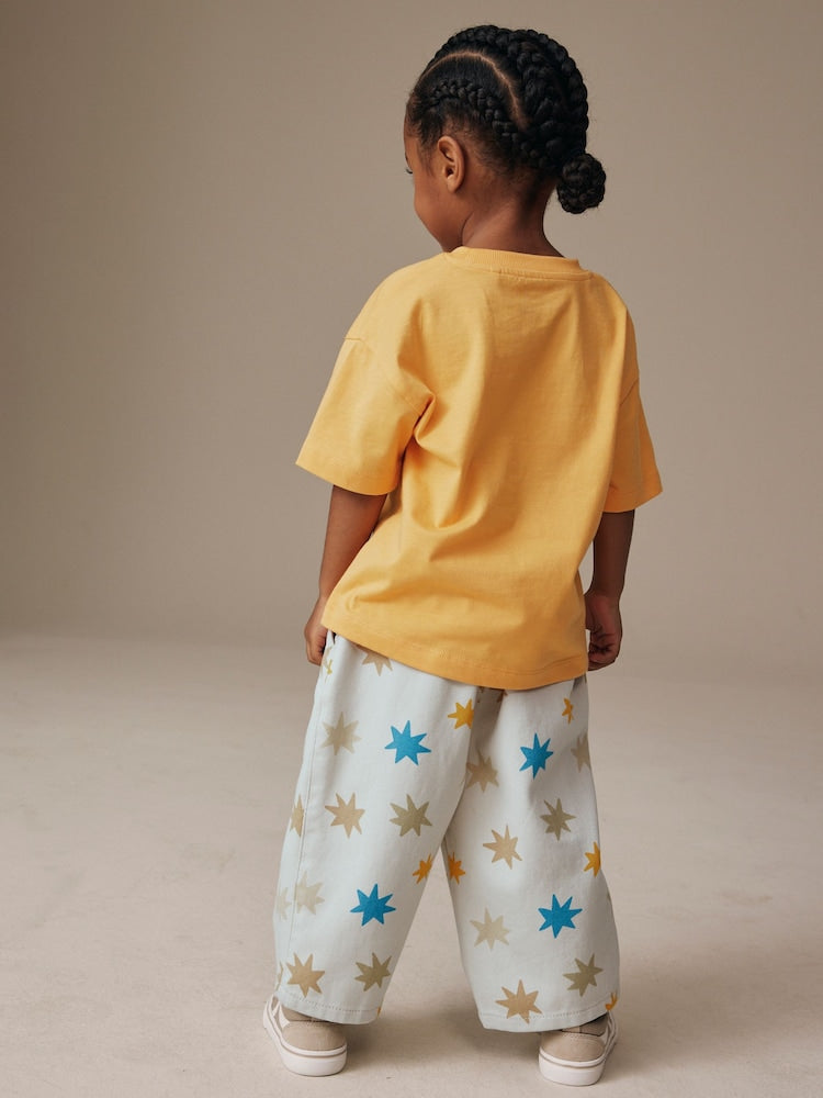 Multi Star Print Pull On Wide Trousers (3mths-7yrs)