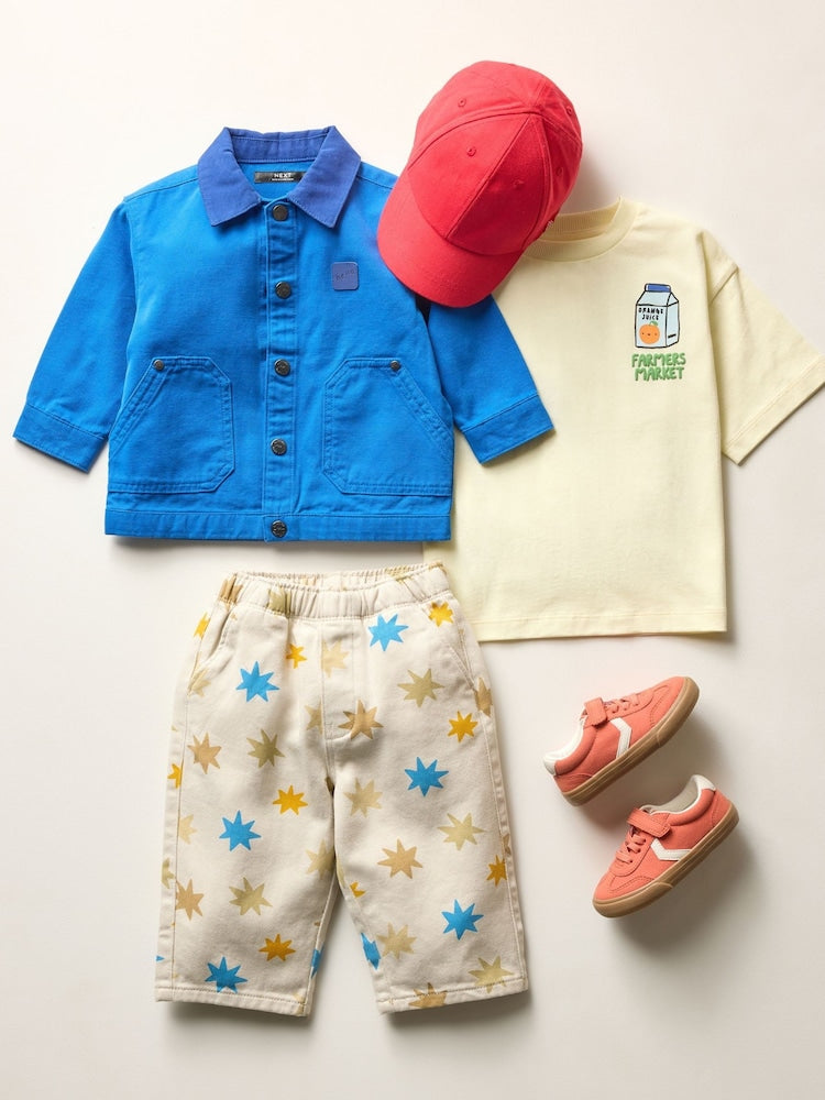Multi Star Print Pull On Wide Trousers (3mths-7yrs)