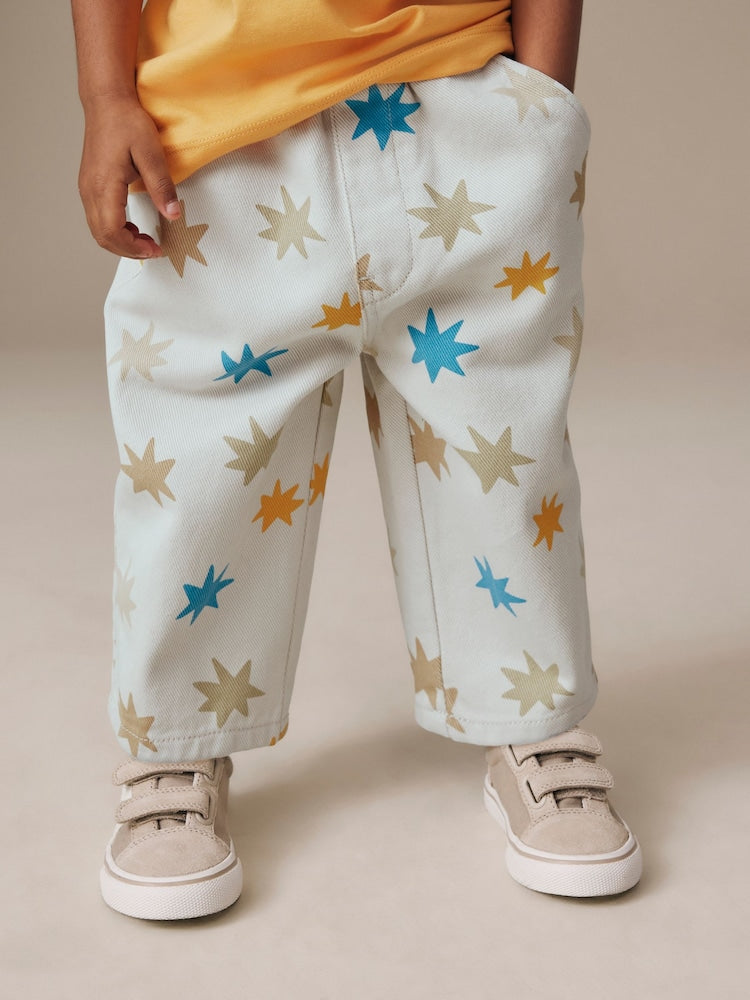 Multi Star Print Pull On Wide Trousers (3mths-7yrs) - Size 3-6 Months (62-68cm) - Multi Star Print Pull On Wide