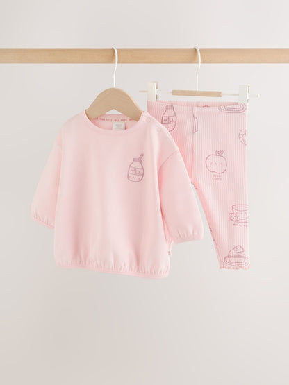 Pink Baby Sweatshirt and Leggings 2 Piece Set (0mths-2yrs) (0mths-2yrs) - Size 50cm (First Size)