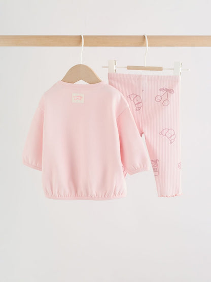 Pink Baby Sweatshirt and Leggings 2 Piece Set (0mths-2yrs) (0mths-2yrs) - Size 50cm (First Size)