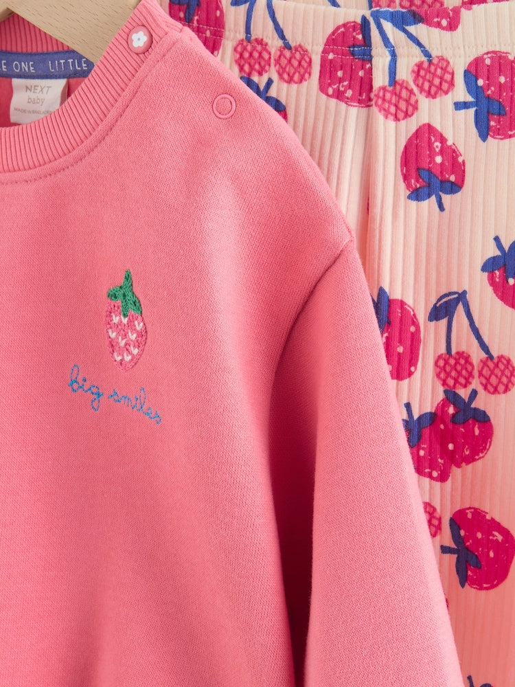 Red Strawberry Baby Sweatshirt and Leggings 2 Piece Set (0mths-2yrs) (0mths-2yrs)