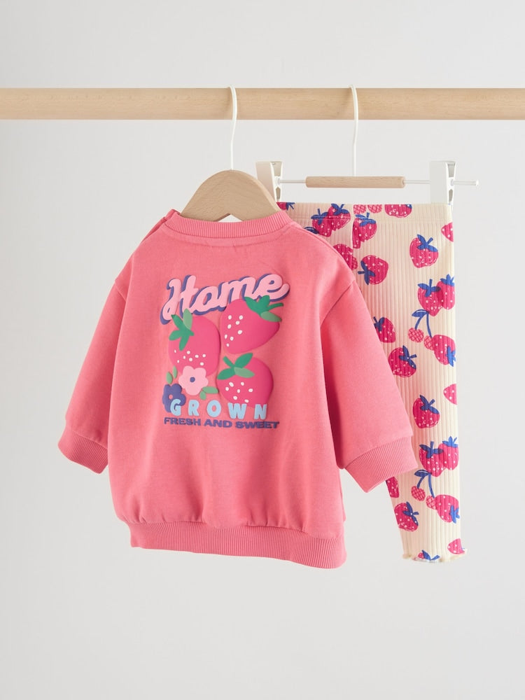 Red Strawberry Baby Sweatshirt and Leggings 2 Piece Set (0mths-2yrs) (0mths-2yrs)