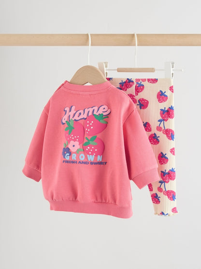 Red Strawberry Baby Sweatshirt and Leggings 2 Piece Set (0mths-2yrs) (0mths-2yrs)