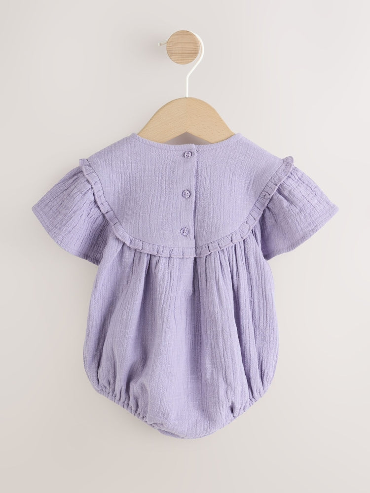 Purple Embroidered Baby Bloomer Romper (0mths-2yrs) - Size 50cm (First Size)