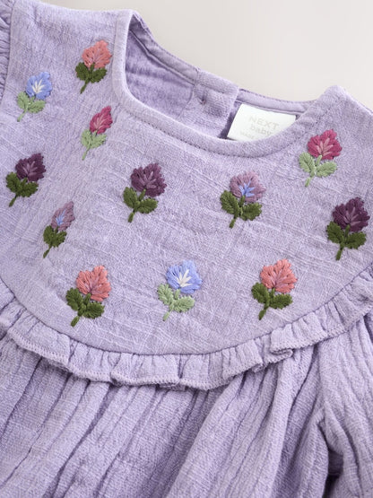 Purple Embroidered Baby Bloomer Romper (0mths-2yrs) - Size 50cm (First Size)
