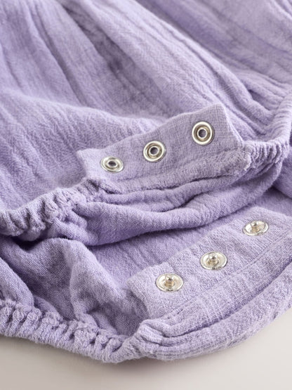 Purple Embroidered Baby Bloomer Romper (0mths-2yrs) - Size 50cm (First Size)