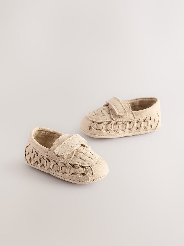 Neutral Touch Fastening Baby Woven Loafers (0-2mths) - Size Up To 3 Months (50 - 62cm)