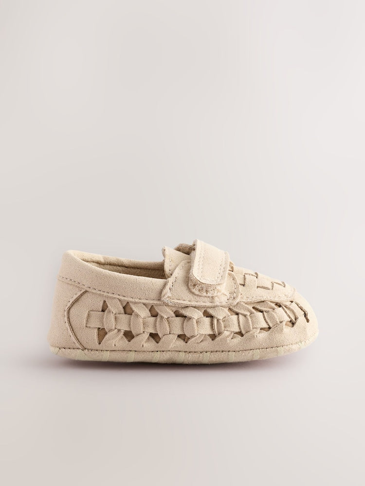 Neutral Touch Fastening Baby Woven Loafers (0-2mths) - Size Up To 3 Months (50 - 62cm)
