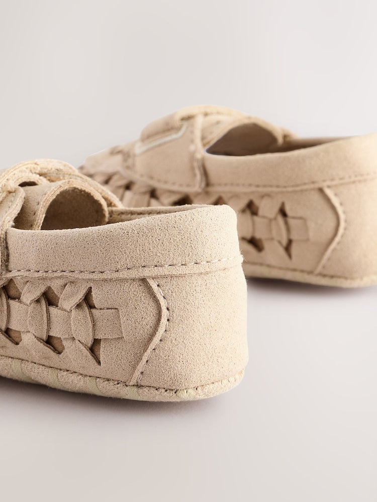 Neutral Touch Fastening Baby Woven Loafers (0-2mths) - Size Up To 3 Months (50 - 62cm)