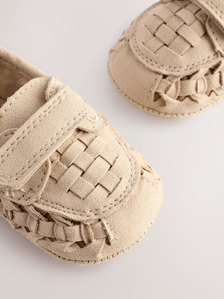 Neutral Touch Fastening Baby Woven Loafers (0-2mths) - Size Up To 3 Months (50 - 62cm)