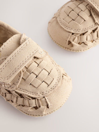 Neutral Touch Fastening Baby Woven Loafers (0-2mths) - Size Up To 3 Months (50 - 62cm)