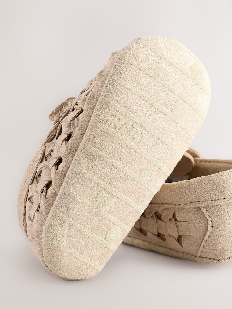 Neutral Touch Fastening Baby Woven Loafers (0-2mths) - Size Up To 3 Months (50 - 62cm)