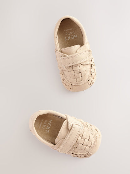 Neutral Touch Fastening Baby Woven Loafers (0-2mths) - Size Up To 3 Months (50 - 62cm)