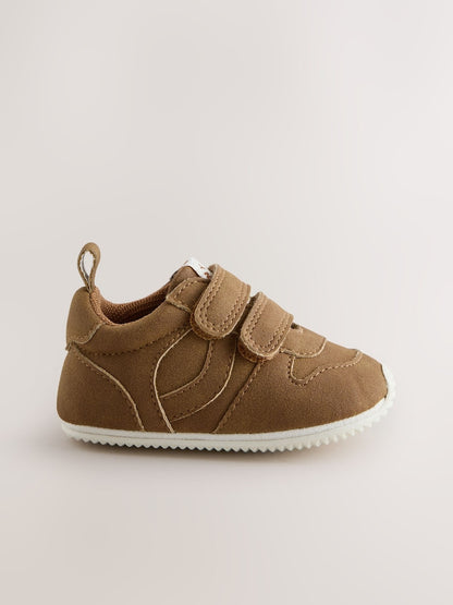 Tan Brown Baby Touch Fastening Trainers (0-2mths) - Size Up To 3 Months (50 - 62cm)