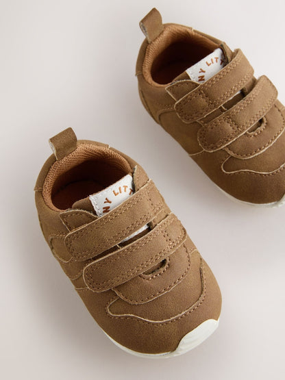Tan Brown Baby Touch Fastening Trainers (0-2mths) - Size Up To 3 Months (50 - 62cm)
