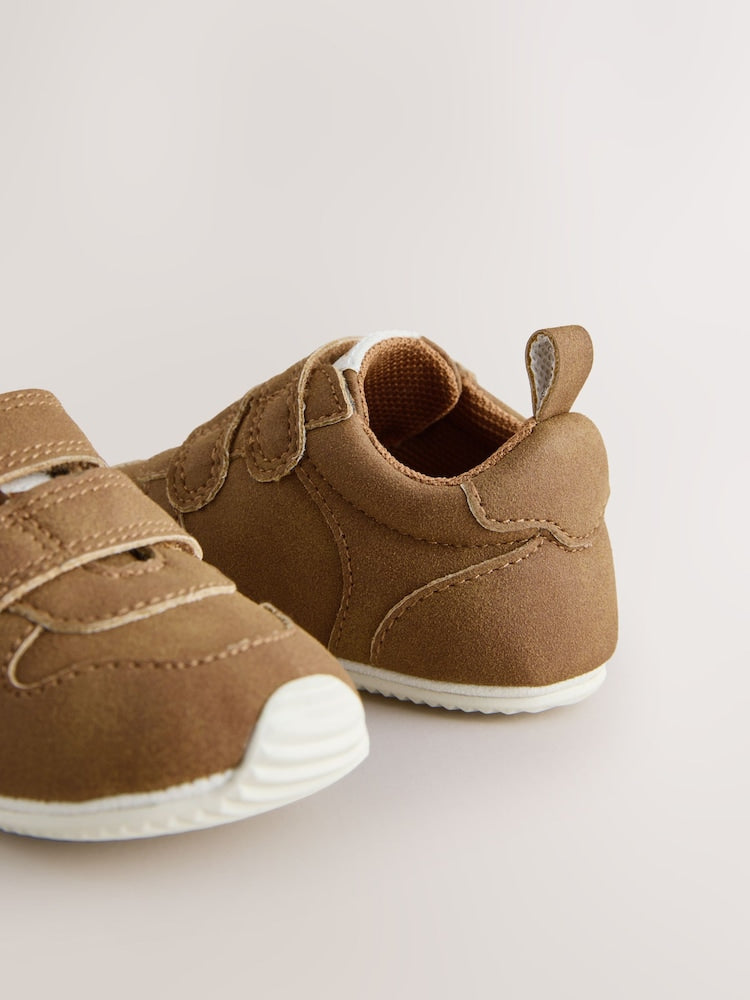 Tan Brown Baby Touch Fastening Trainers (0-2mths) - Size Up To 3 Months (50 - 62cm)