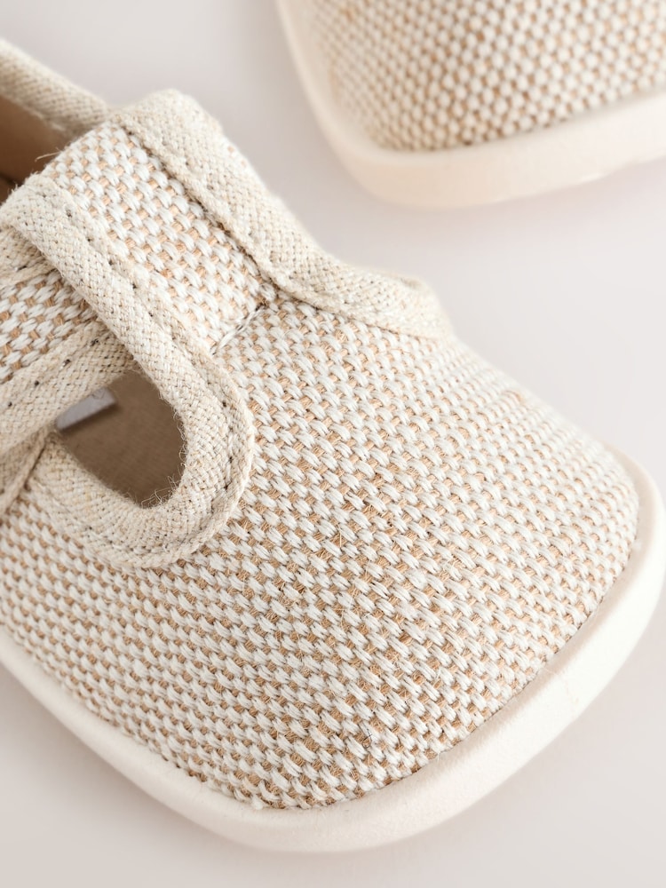 Neutral Crawler T-Bar Baby Shoes (0-2mths) - Size Up To 3 Months (50 - 62cm)