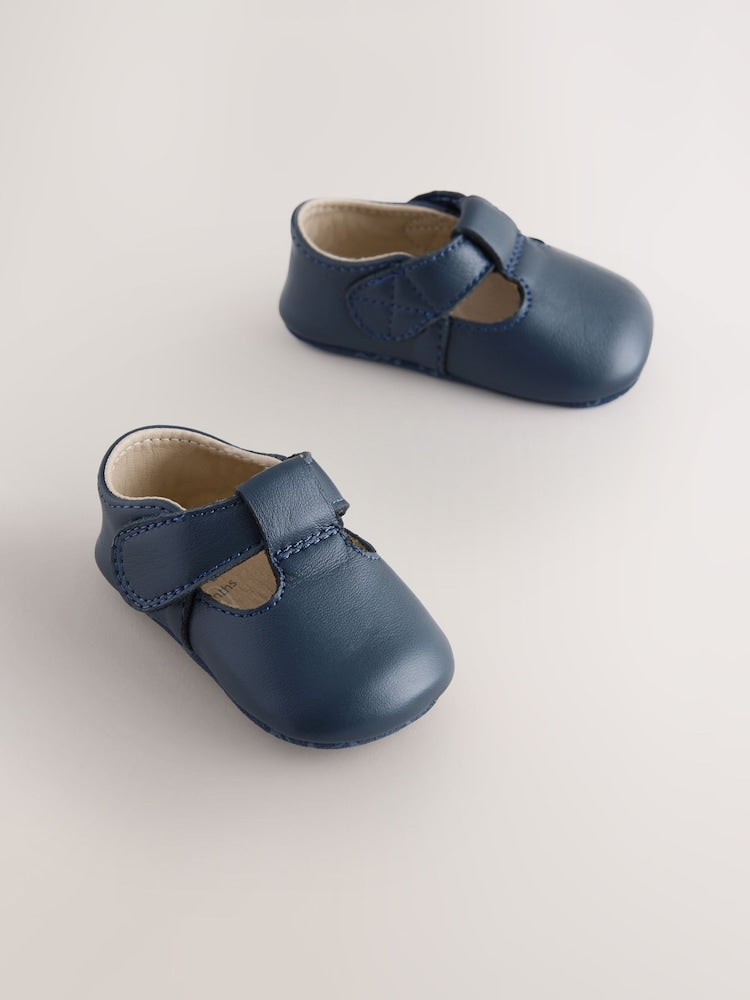 Navy T-Bar Baby Shoes (0-2mths) - Up To 3 Months (50 - 62cm)