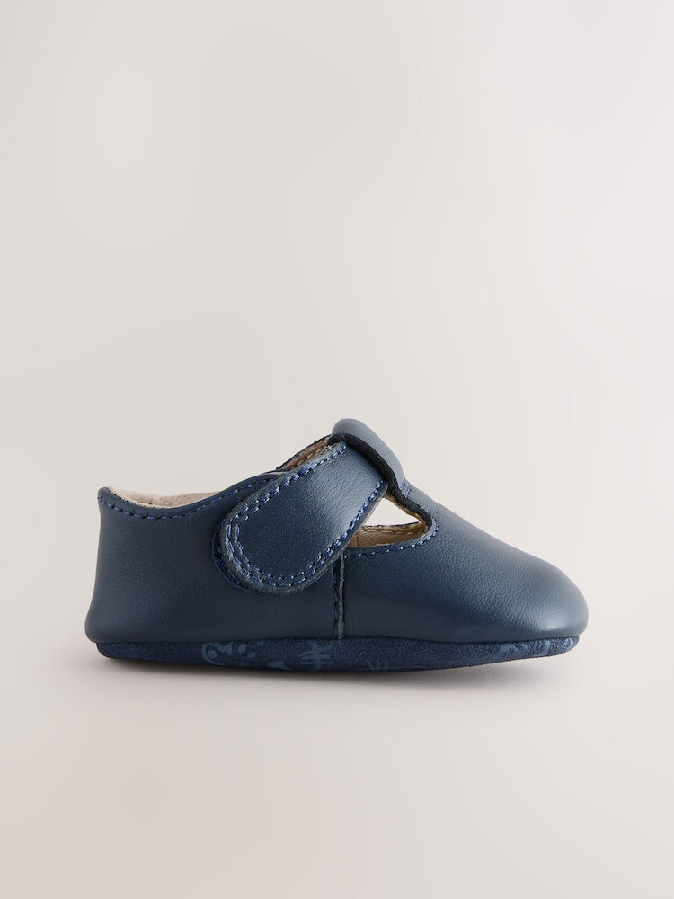 Navy T-Bar Baby Shoes (0-2mths)