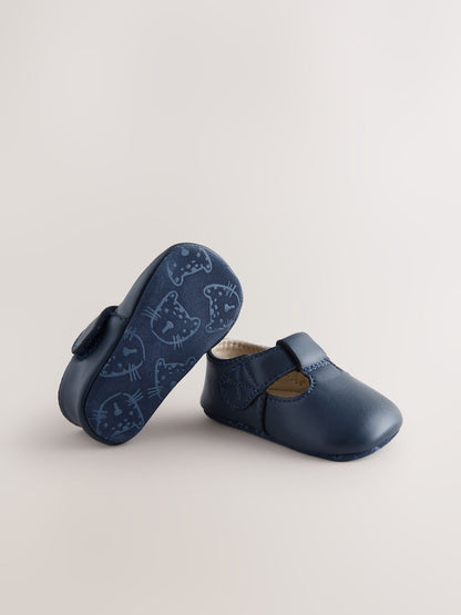 Navy T-Bar Baby Shoes (0-2mths)