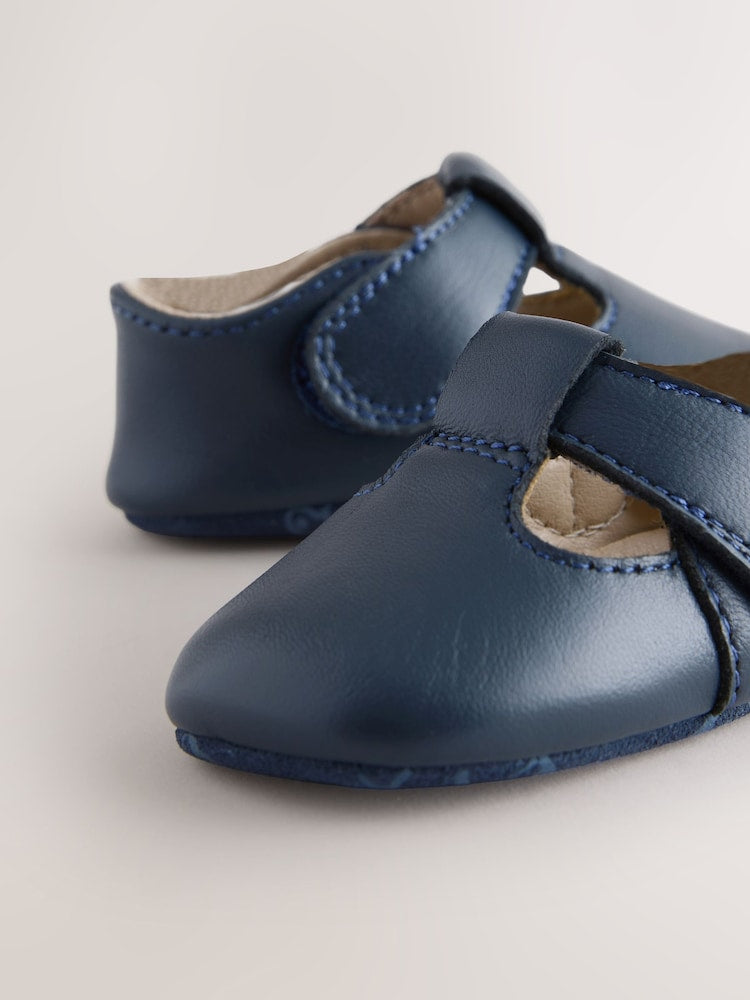 Navy T-Bar Baby Shoes (0-2mths)