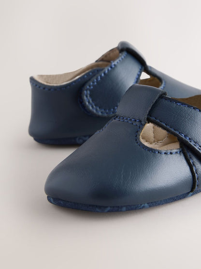 Navy T-Bar Baby Shoes (0-2mths)