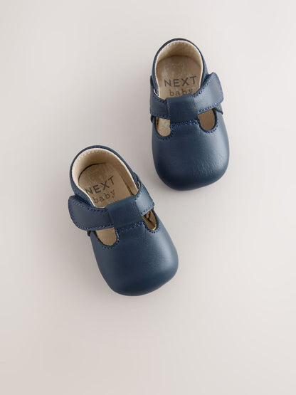Navy T-Bar Baby Shoes (0-2mths)