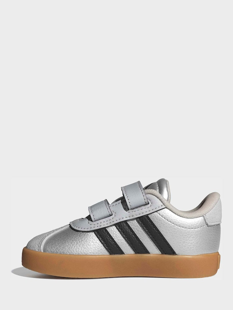 adidas Grey VL Court 3.0 Hook and Loop Infant Trainers