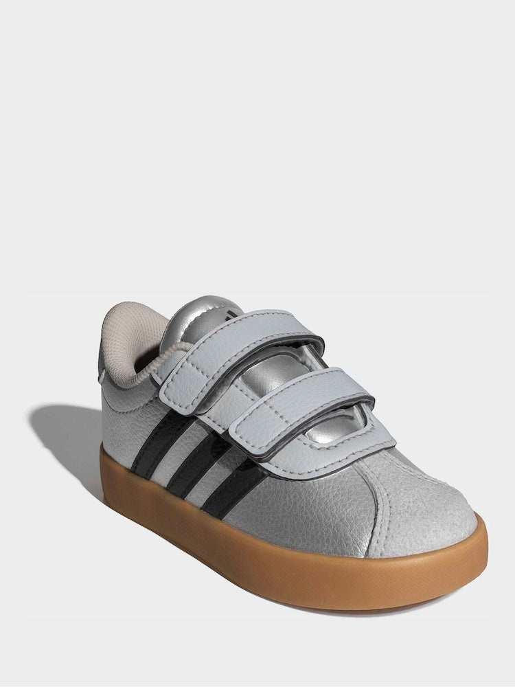 adidas Grey VL Court 3.0 Hook and Loop Infant Trainers