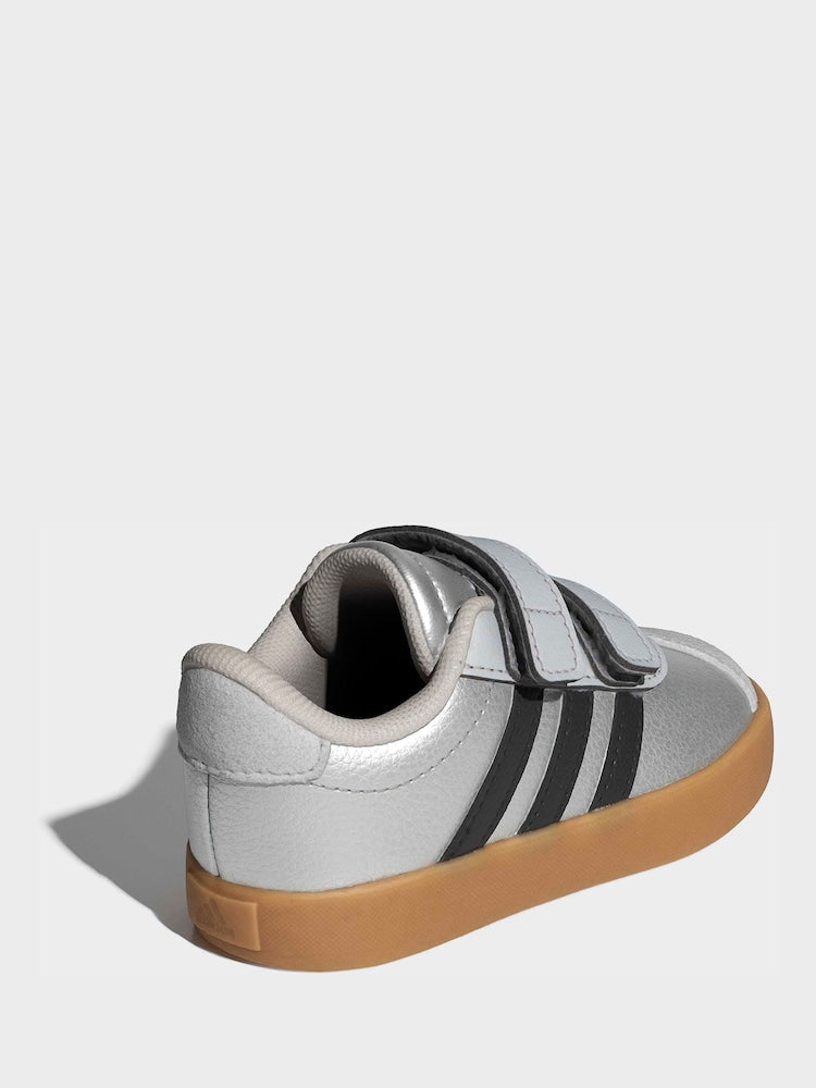 adidas Grey VL Court 3.0 Hook and Loop Infant Trainers