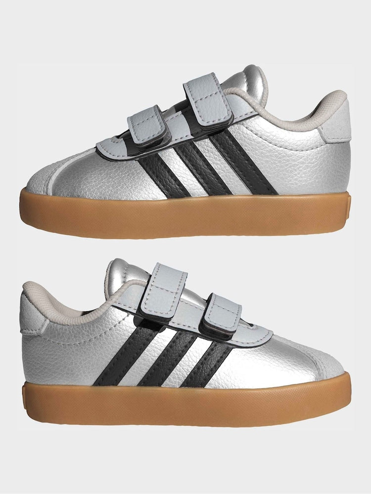 adidas Grey VL Court 3.0 Hook and Loop Infant Trainers
