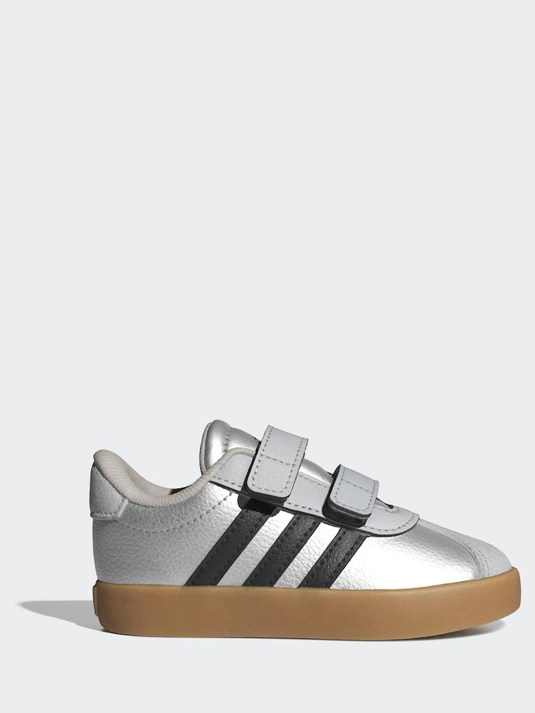 adidas Grey VL Court 3.0 Hook and Loop Infant Trainers