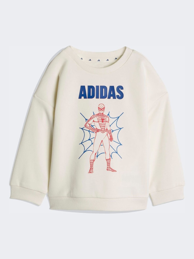 adidas White Marvel Spider-Man Sweatshirt and Jogger Set