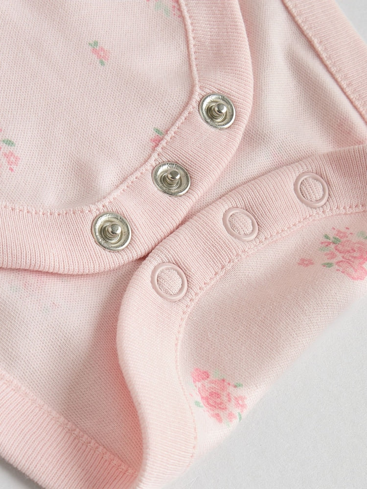 Pink 7 Pack Long Sleeve Baby Bodysuit