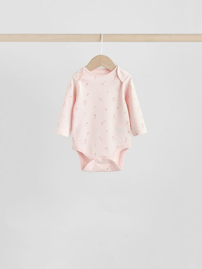 Pink 7 Pack Long Sleeve Baby Bodysuit