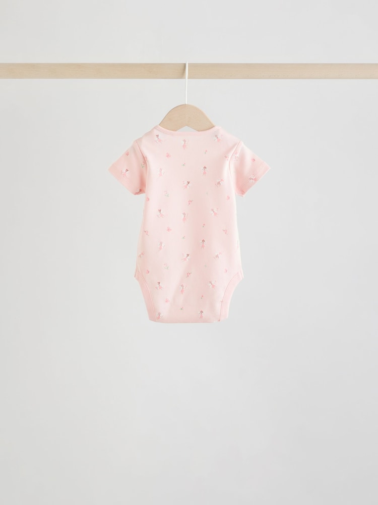 Pink 5 Pack Short Sleeve Baby Bodysuit