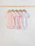 Pink 5 Pack Short Sleeve Baby Bodysuit