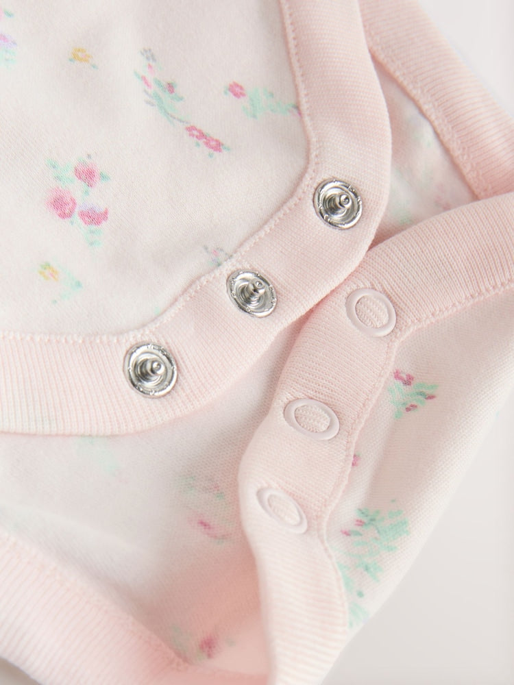 Pink Short Sleeve Baby Bodysuits 5 Pack