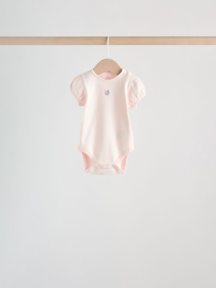 Pink Short Sleeve Baby Bodysuits 5 Pack