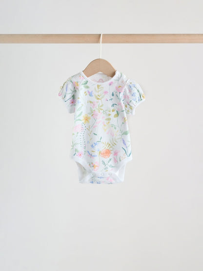 Pink Short Sleeve Baby Bodysuits 5 Pack