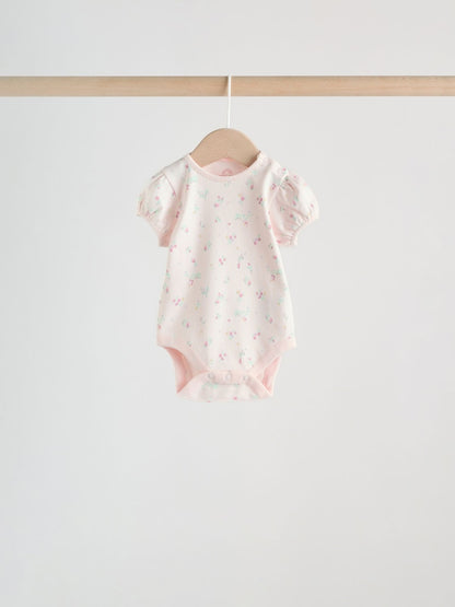 Pink Short Sleeve Baby Bodysuits 5 Pack