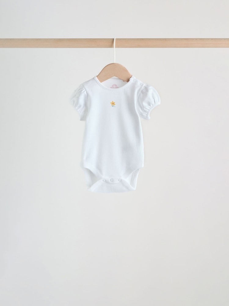 Pink Short Sleeve Baby Bodysuits 5 Pack