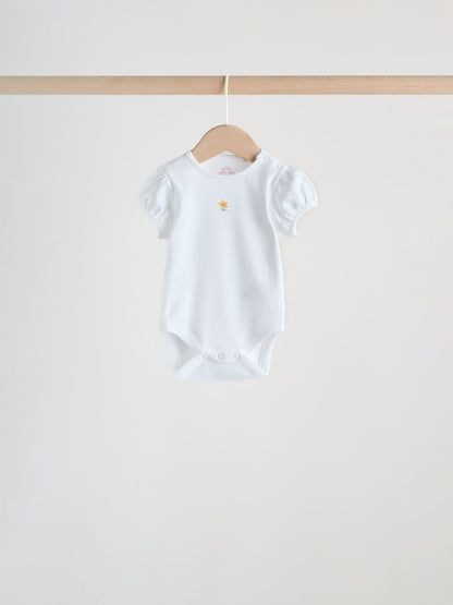 Pink Short Sleeve Baby Bodysuits 5 Pack