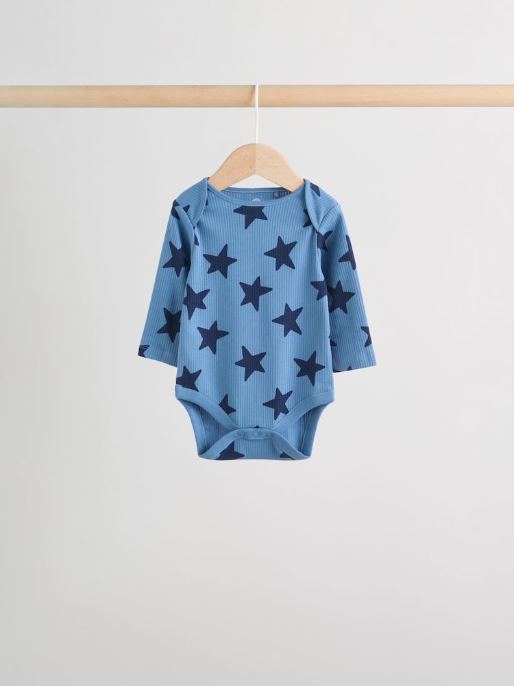 Navy Star Long Sleeve Bodysuits 5 Pack